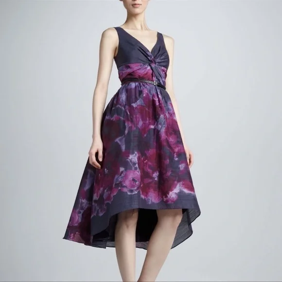 LELA ROSE TARGET NEIMAN MARCUS Women's Watercolor Silk Blend Dress Purple NWT 6 - Picture 2 of 16